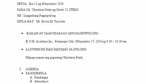 Basic Agenda Tagalog Final: Basahin ang halimbawa nito upang maunawaang