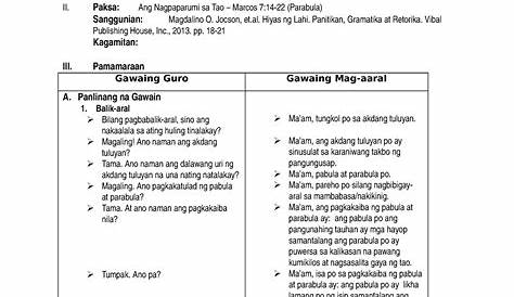 Halimbawa Ng Banghay Aralin Sa Filipino 4 Maikling Kwentong Otosection