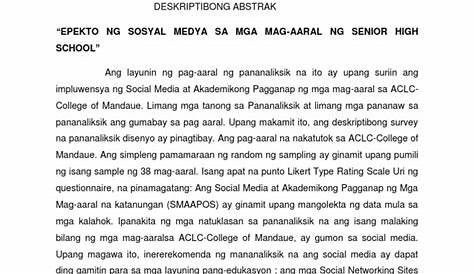 Halimbawa Ng Abstrak Na Akademikong Sulatin