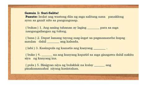 (PDF) Pagsasanay sa Filipino - · PDF fileBilugan ang pang-abay na