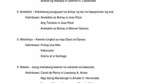 ||Textong informativ na may temang di tuluyan, halimbawa ng mga akda sa