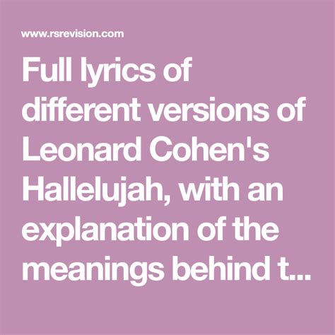 hallelujah leonard cohen meaning of lyrics