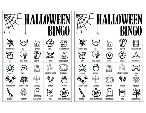 Halloween Bingo Cards Printable Black And White