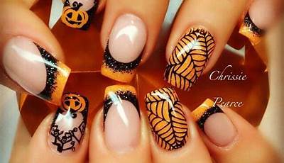 Halloween Nails Yellow And Orange