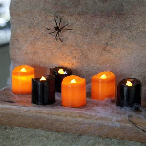 home.furnitureanddecorny.com:halloween black and orange led battery tea light candles