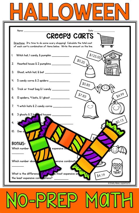 Halloween Math Worksheet Middle School