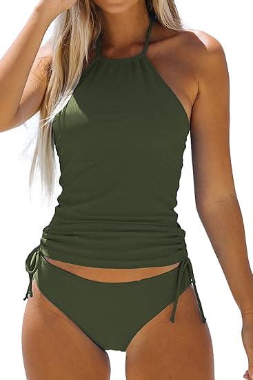 Halter Neck Drawstring Side Tankini Set