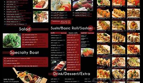 Hamachi Sushi menu in El Paso, Texas, USA