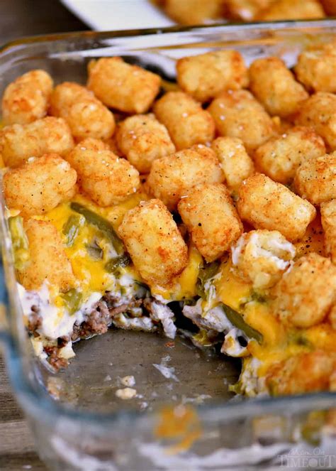 hamburger casserole with tater tots on top