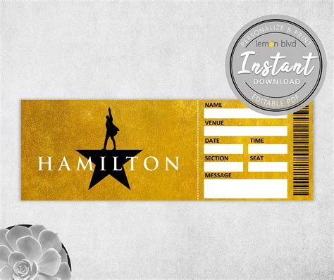 hamilton tickets gift print out