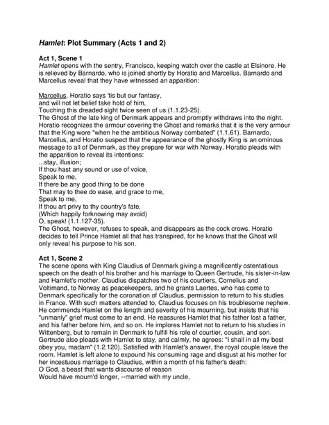 Hamlet Plot Summary Sparknotes