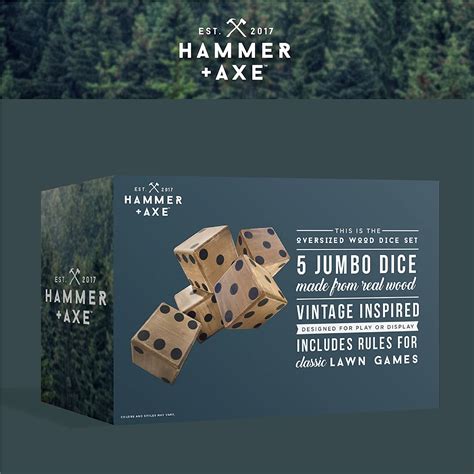 Hammer Axe The Man's Shop Bluffing Dice Game 6 Cups 6 Colorful Dice USA