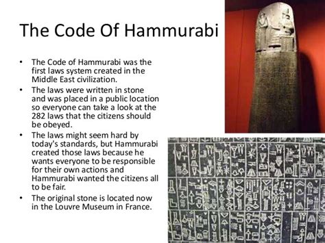 Hammurabi's Code Of Law Quizlet