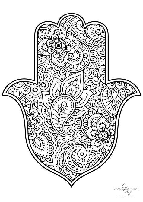 Hamsa Hand Coloring Pages