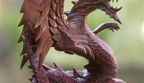 Wood relief panel, 'Winged Dragons' | Handmade wall art, Wood sculpture