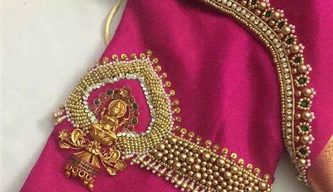 Ornate jewellery inspired hand embroidered blouse designs