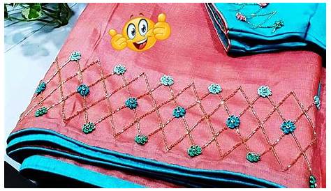 Embroidered saree borders Hand embroidery designs, Hand