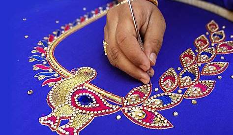 Hand embroidery stone work/ beautiful design for kurti