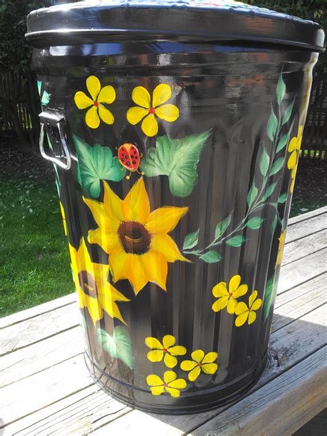 20 Gallon Hand Painted Galvanized Trash Can
