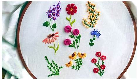 Hand Embroidery Simple Stump Work Flower Design Vijaya S Art