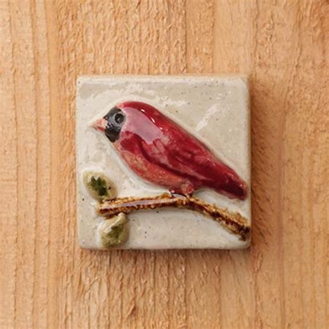 hand crafted cardinal ceramic tile