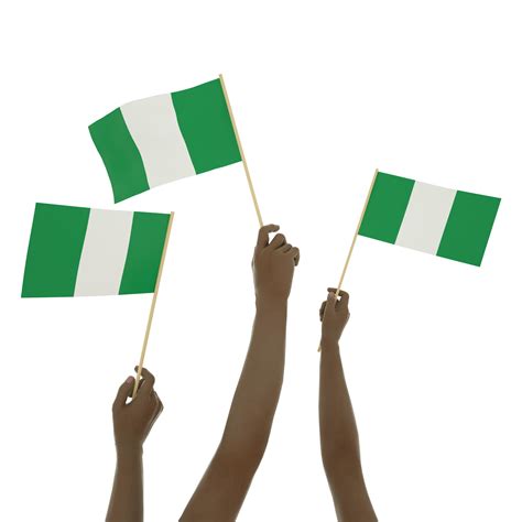 hand holding nigeria flag