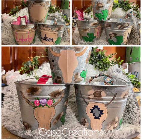 Hand Painted Galvanized Buckets
