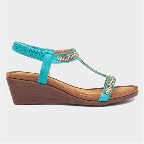 hand painted turquoise wedge sandals