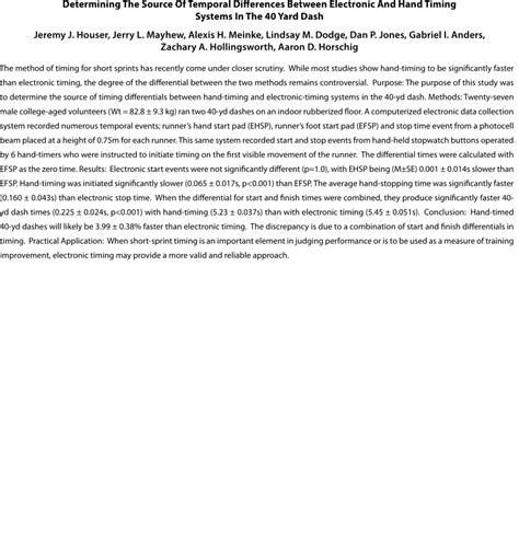 Hand Timing Vs Electronic Timing