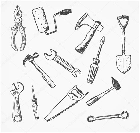 Hand Tools Drawing Design
