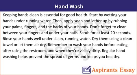 hand washing paragraph