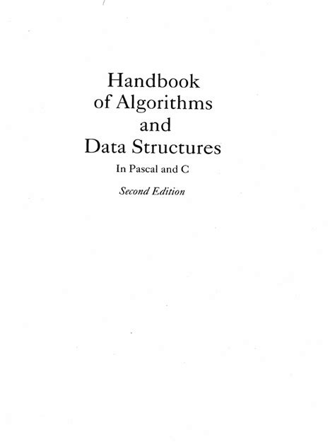 handbook of algorithms and data structures in pascal and c pdf