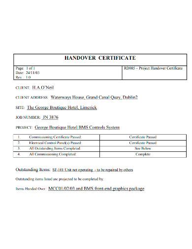 Handover Certificate Template (6) TEMPLATES EXAMPLE TEMPLATES