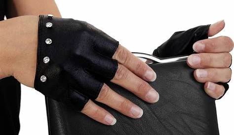 Cluty Damen Leder Handschuhe ohne Finger (L, schwarz): Amazon.de