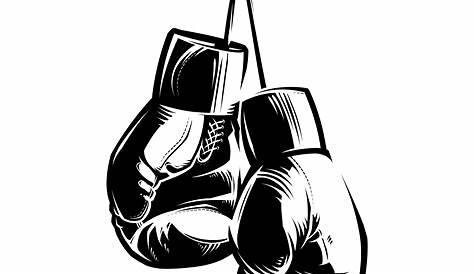 Pair of Boxing Gloves Hanging on Nail Retro Woodcut Black and White by