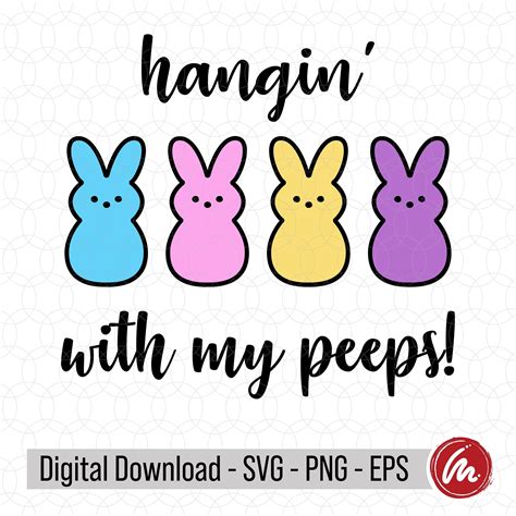Hanging With My Peeps Svg, Cute Funny Easter Bunny, Hippie Bunny, Laye
