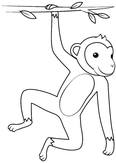 hanging monkey coloring page printable template