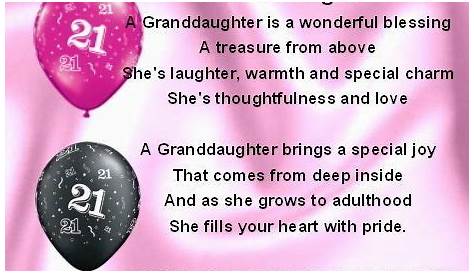 21st Birthday Card Messages for Granddaughter Fridge Magnet