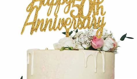 50th Anniversary Cake Topper 50 Golden Wedding Years Gold Happy 50th