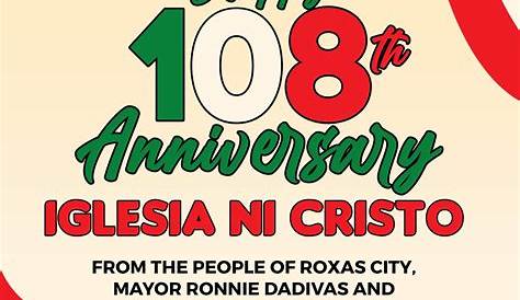 Happy 108th Anniversary Iglesia ni Cristo - Roxas City Official Website