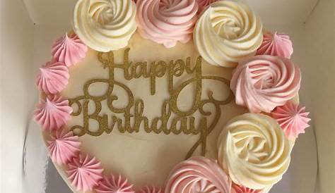 Happy Birthday Cake Simple Design Swirls Buttercream s