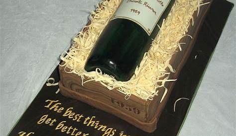 a cake with a bottle of wine in it