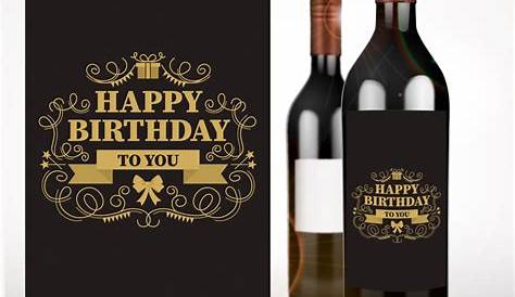 Happy Birthday Wine Bottle Labels Navy Blue Gold Favor Tags - Etsy