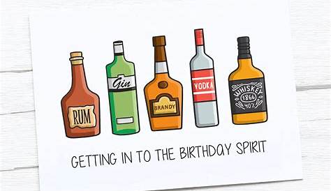 Alcohol Birthday Card Funny Blank Birthday Card for Friend Animal