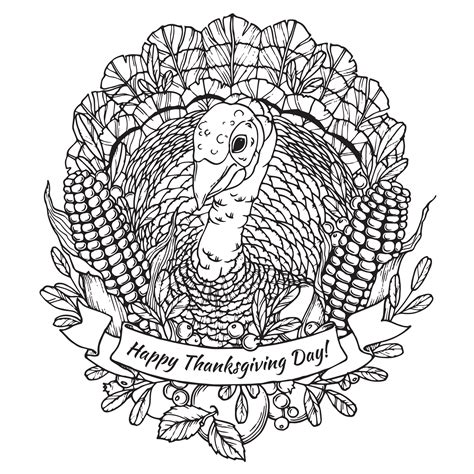 Happy Thanksgiving Turkey Coloring Pages