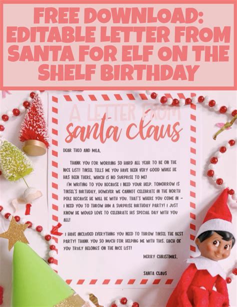Happy Birthday Letter From Elf On The Shelf Printable