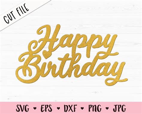 Circle Happy Birthday Cake Topper SVG Etsy