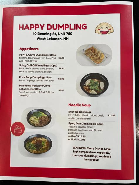 happy dumpling menu