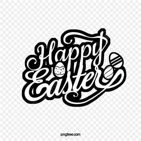 happy easter black and white clipart