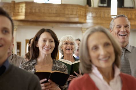 Happy people in church